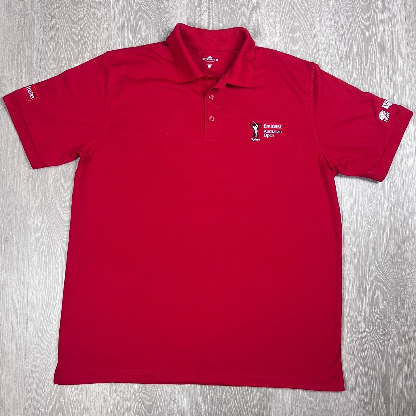 Sporte Leisure Emirates Australian Open Sydney Mens Red Polo Size XL