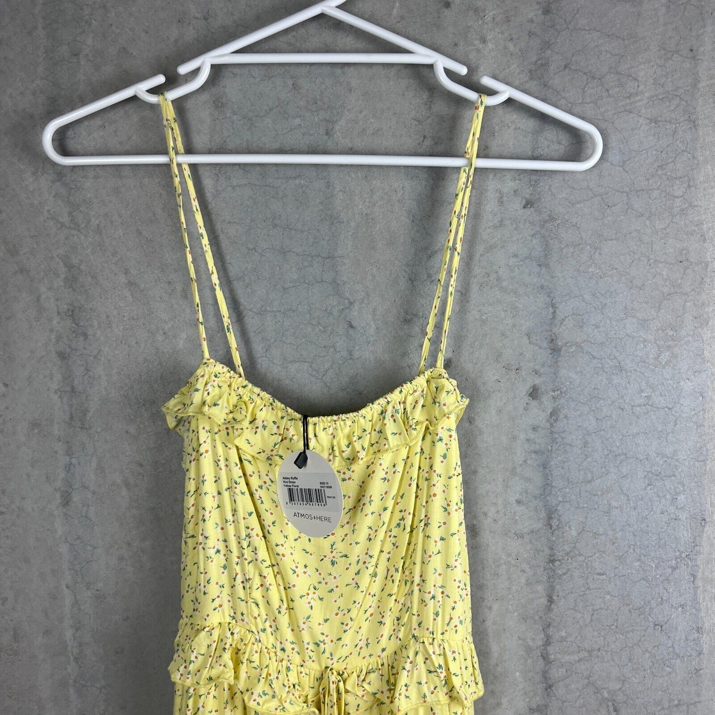 Atmos&Here Abbey Ruffle Mini Dress Yellow Floral Size 10 (New)