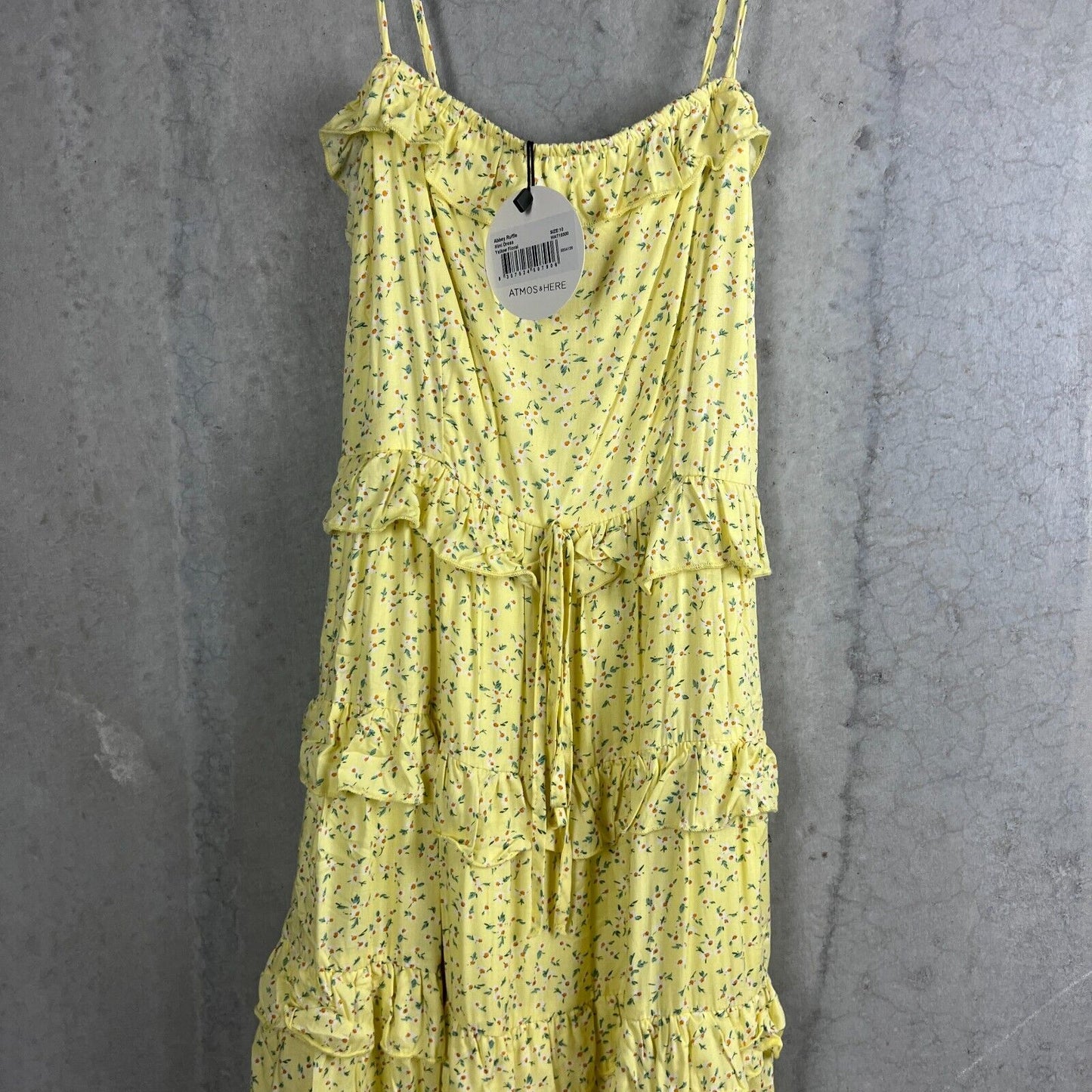 Atmos&Here Abbey Ruffle Mini Dress Yellow Floral Size 10 (New)