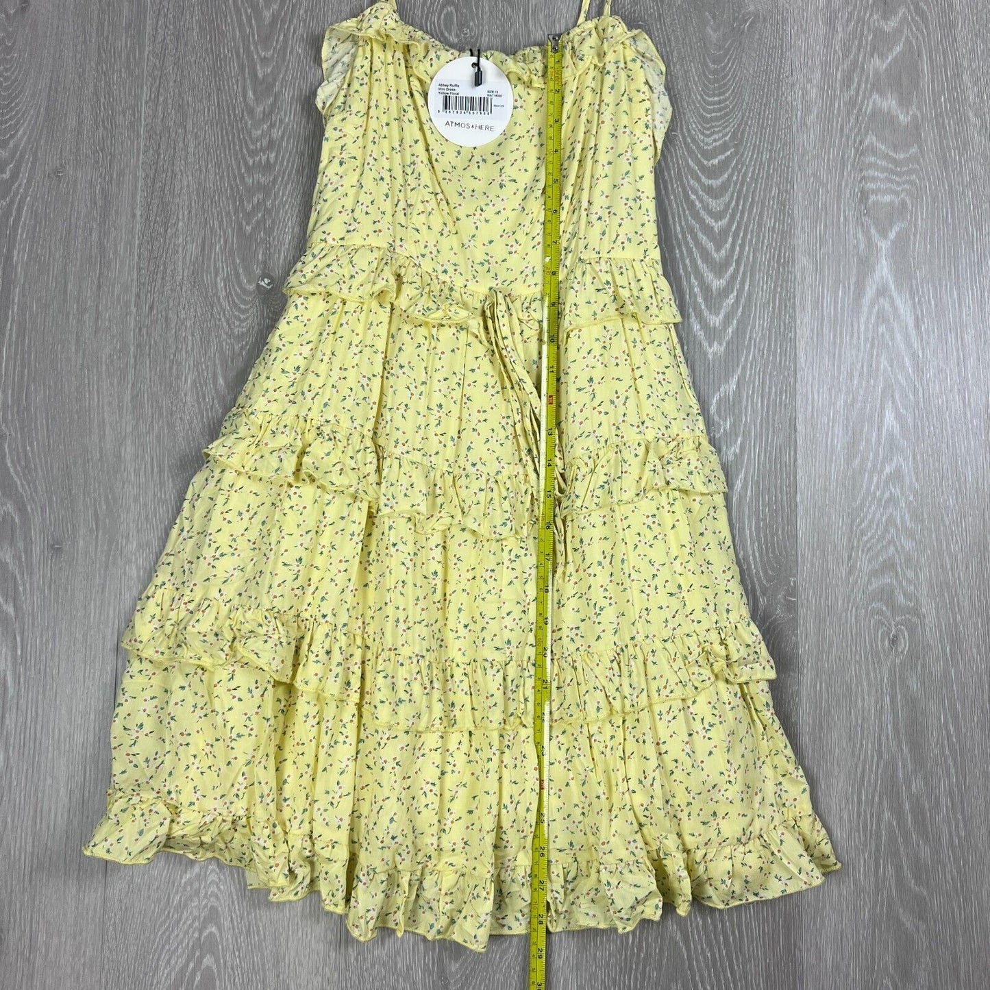 Atmos&Here Abbey Ruffle Mini Dress Yellow Floral Size 10 (New)