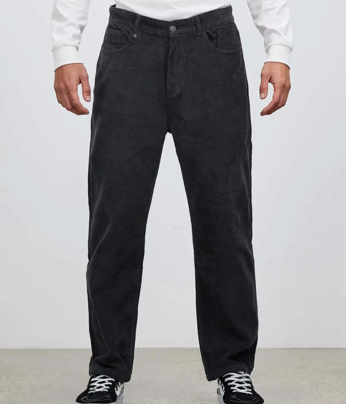 Thrills Mens Slacker Cord Jeans Charcoal Relaxed Fit Size 28 (New)