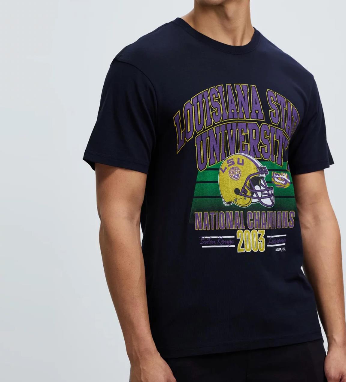 Majestic LSU National National Champs 2003 Mens Black T-Shirt Size Medium (New)