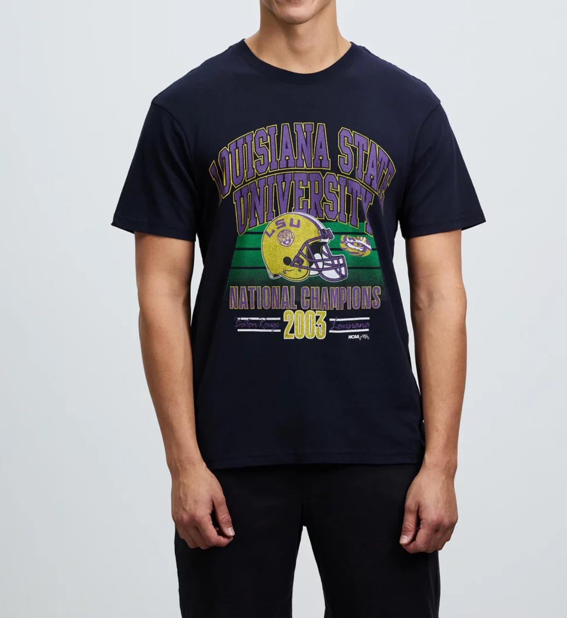 Majestic LSU National National Champs 2003 Mens Black T-Shirt Size Medium (New)