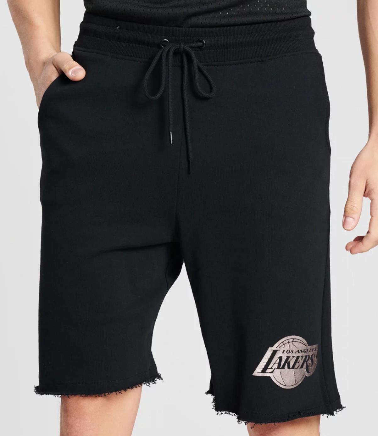Mitchell & Ness NBA LA Lakers Silver Logo Fleece Shorts Size XL (New)