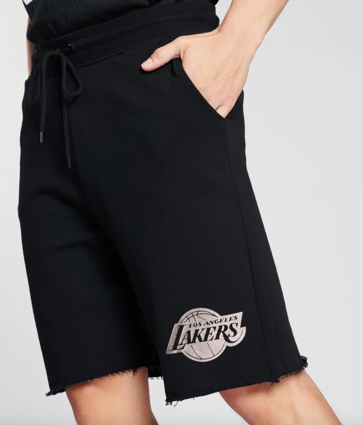 Mitchell & Ness NBA LA Lakers Silver Logo Fleece Shorts Size XL (New)