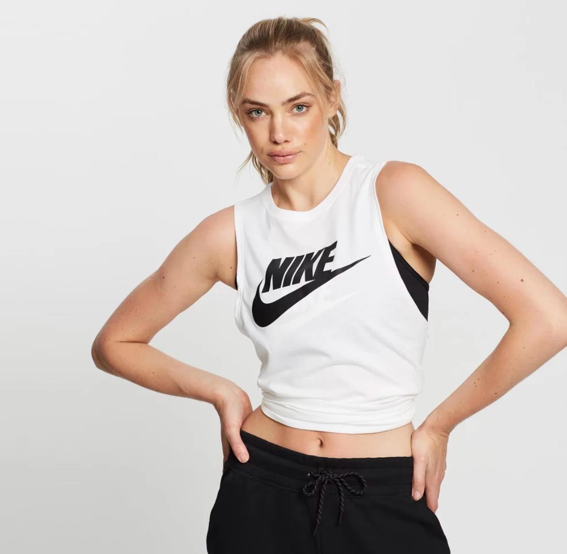 Nike Womens White Activewear Tank Top Size Large (New)