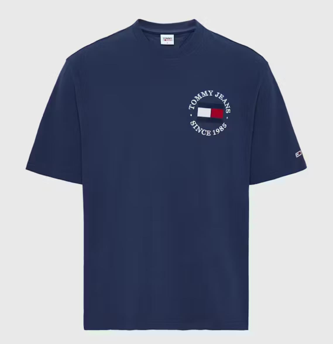 Tommy Hilfiger Mens Flocked Flag Navy Skater T-Shirt Size Large (New)
