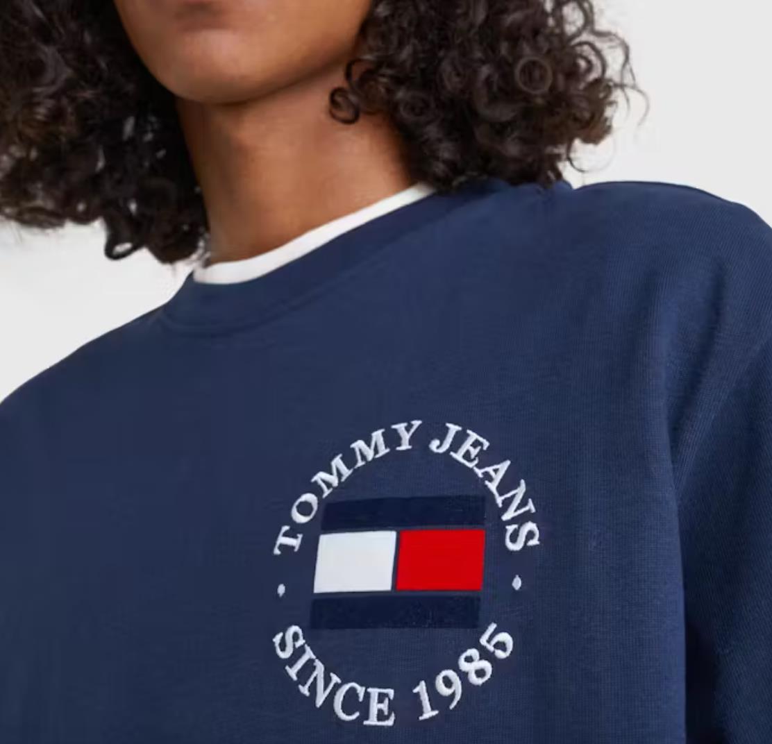 Tommy Hilfiger Mens Flocked Flag Navy Skater T-Shirt Size Large (New)