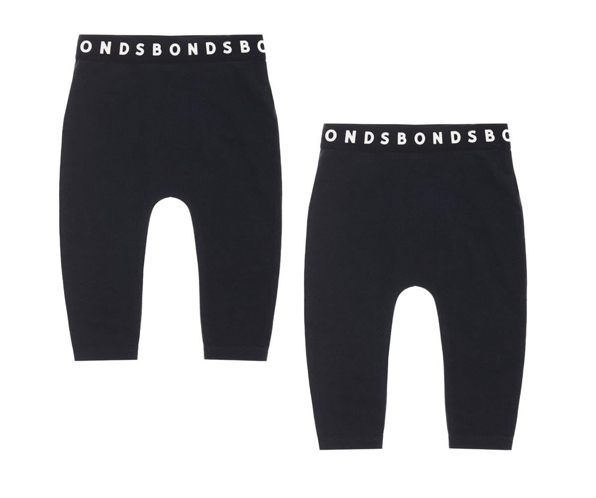 Bonds Stretchies Leggings Black Size 0 (6-12 Months) - 2 Pairs