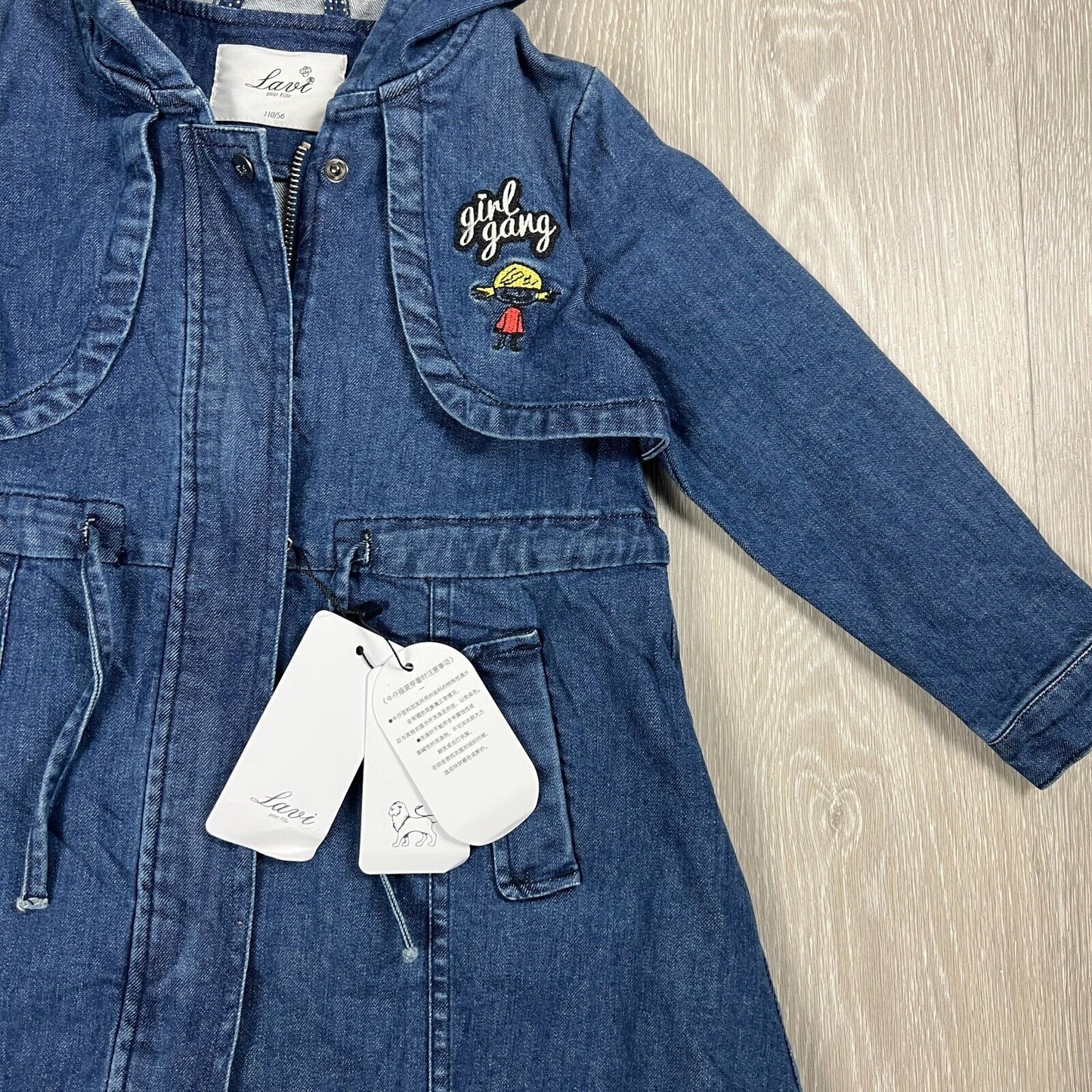 Lavi Girls Full Zip Hooded Denim Jacket Size 5 Years (New)