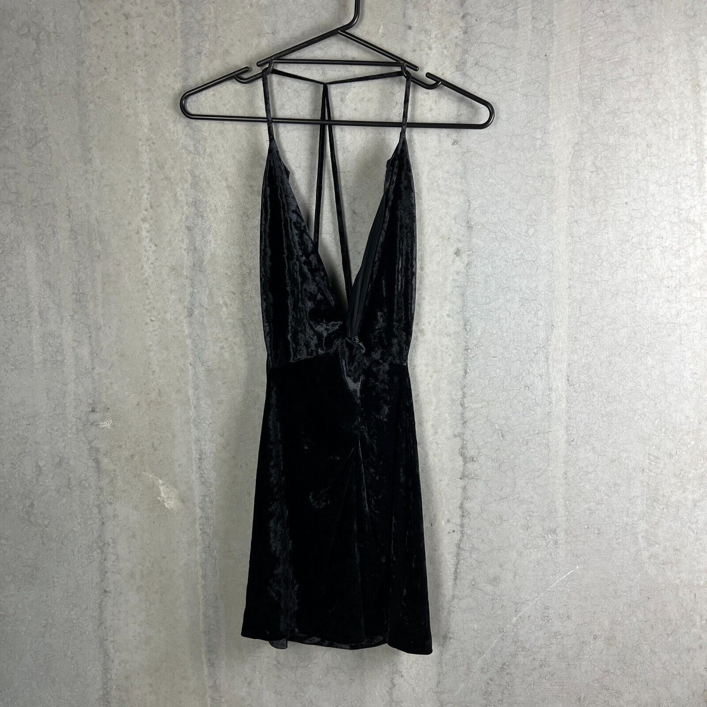 Zara Womens Slinky Velour Black Strappt Mini Dress Size Small (New)