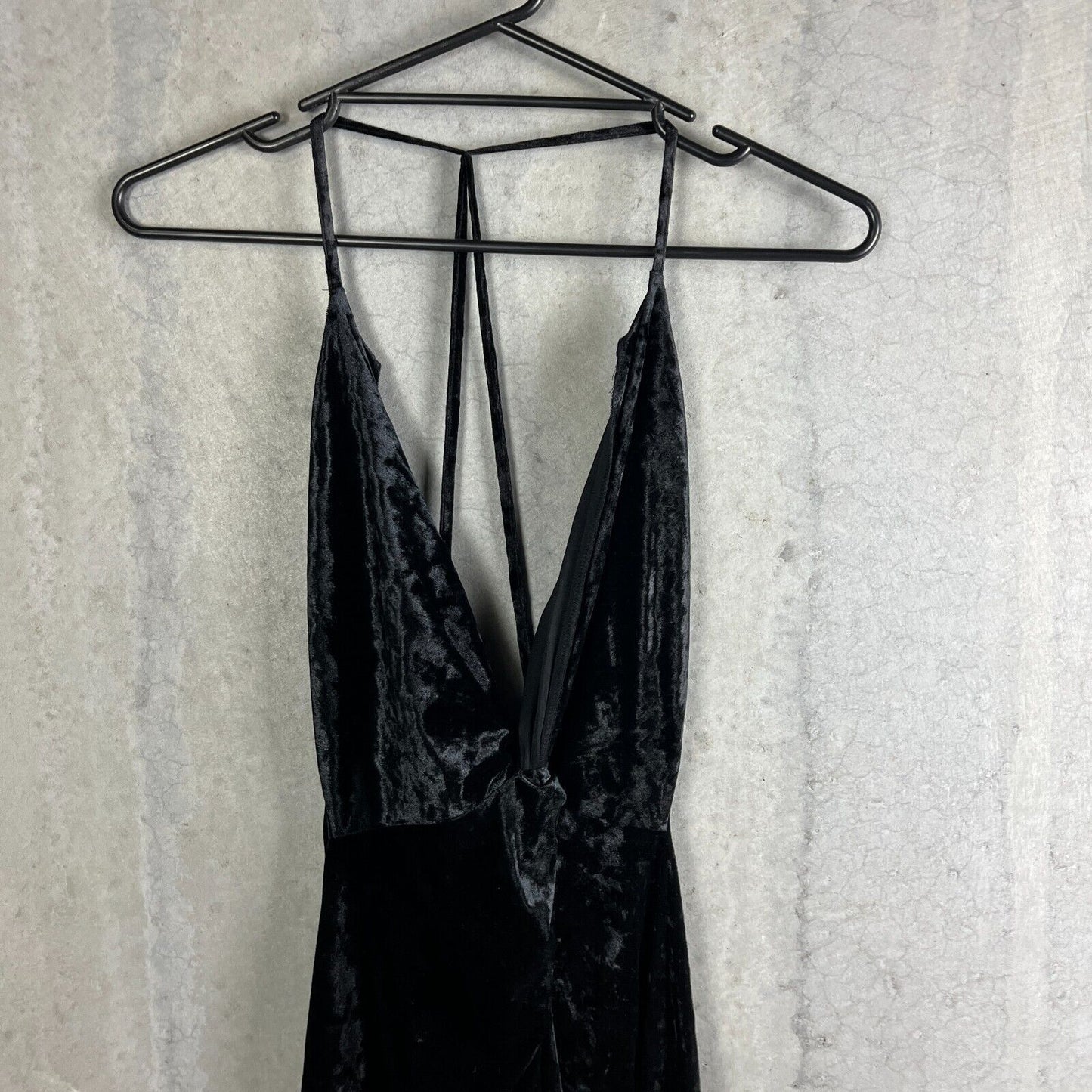 Zara Womens Slinky Velour Black Strappt Mini Dress Size Small (New)