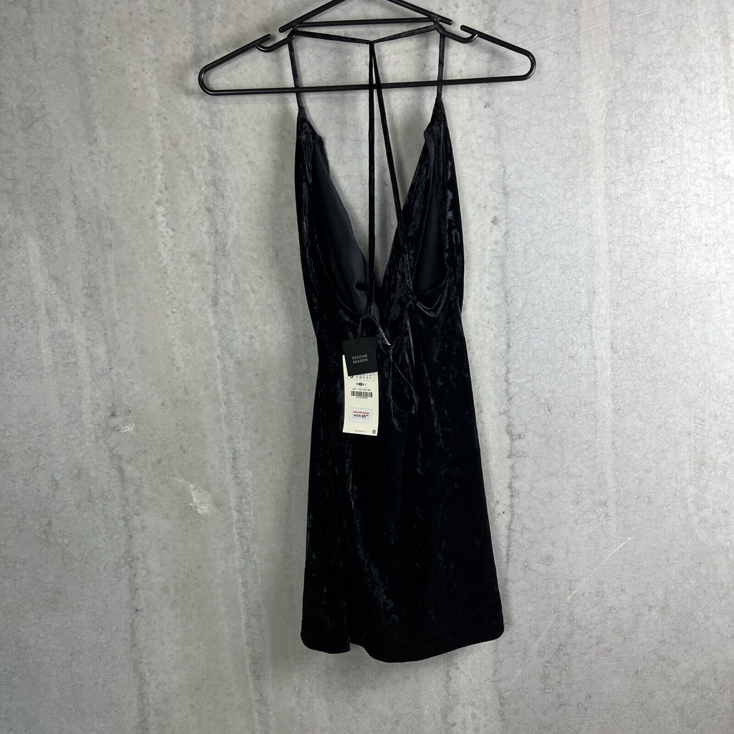 Zara Womens Slinky Velour Black Strappt Mini Dress Size Small (New)