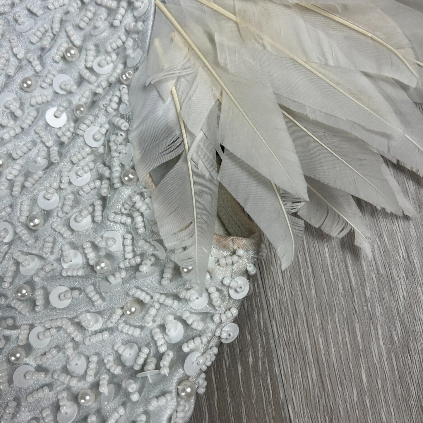 House Of Priscilla White Beaded Feathered Leotard Adults Size 6