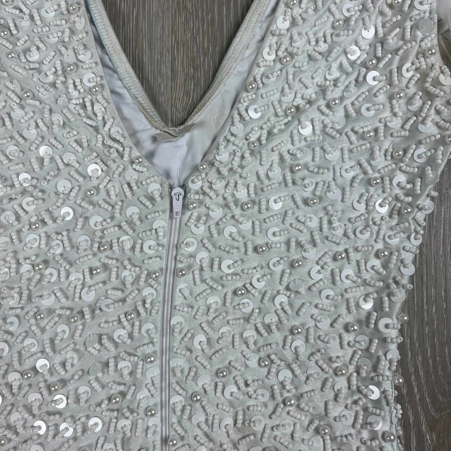 House Of Priscilla White Beaded Feathered Leotard Adults Size 6