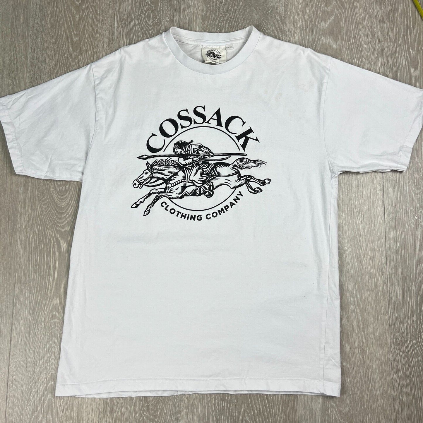Cossack Clothing Company Mens White T-Shirt Size Large