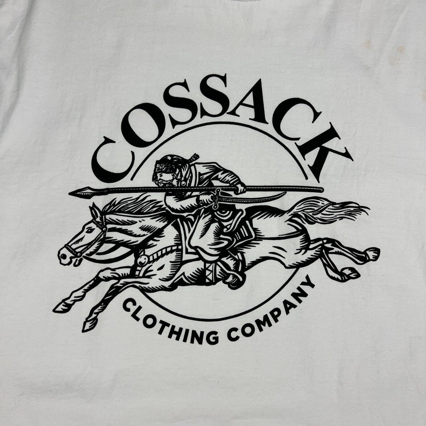 Cossack Clothing Company Mens White T-Shirt Size Large