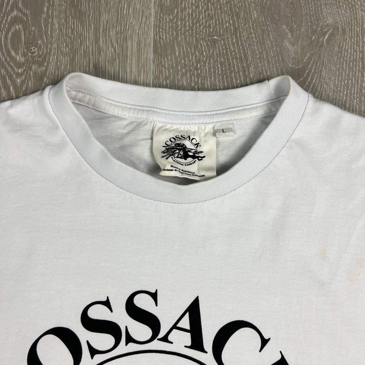 Cossack Clothing Company Mens White T-Shirt Size Large