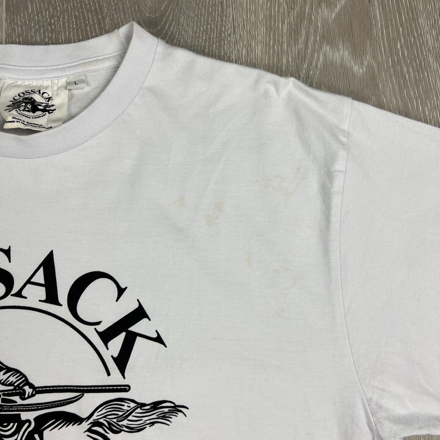 Cossack Clothing Company Mens White T-Shirt Size Large