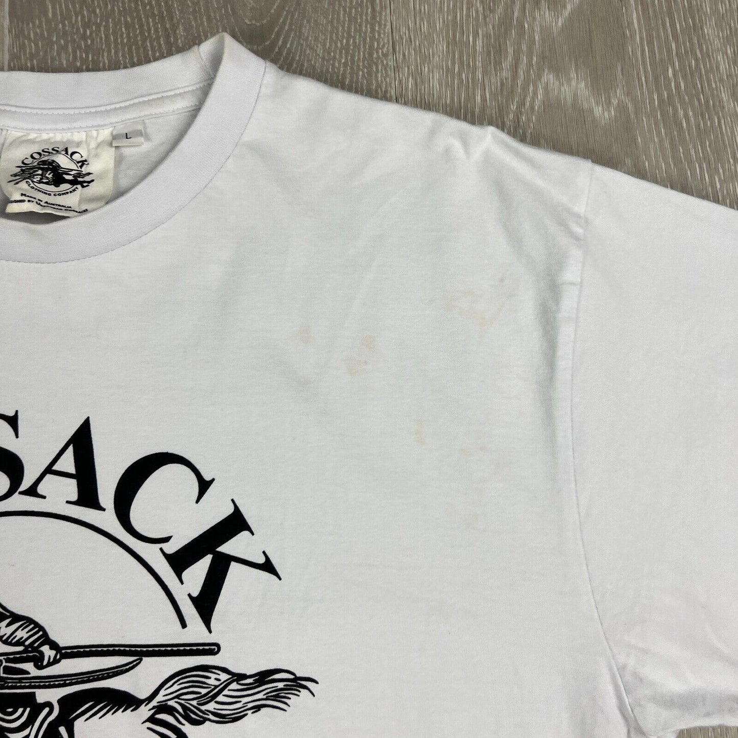 Cossack Clothing Company Mens White T-Shirt Size Large