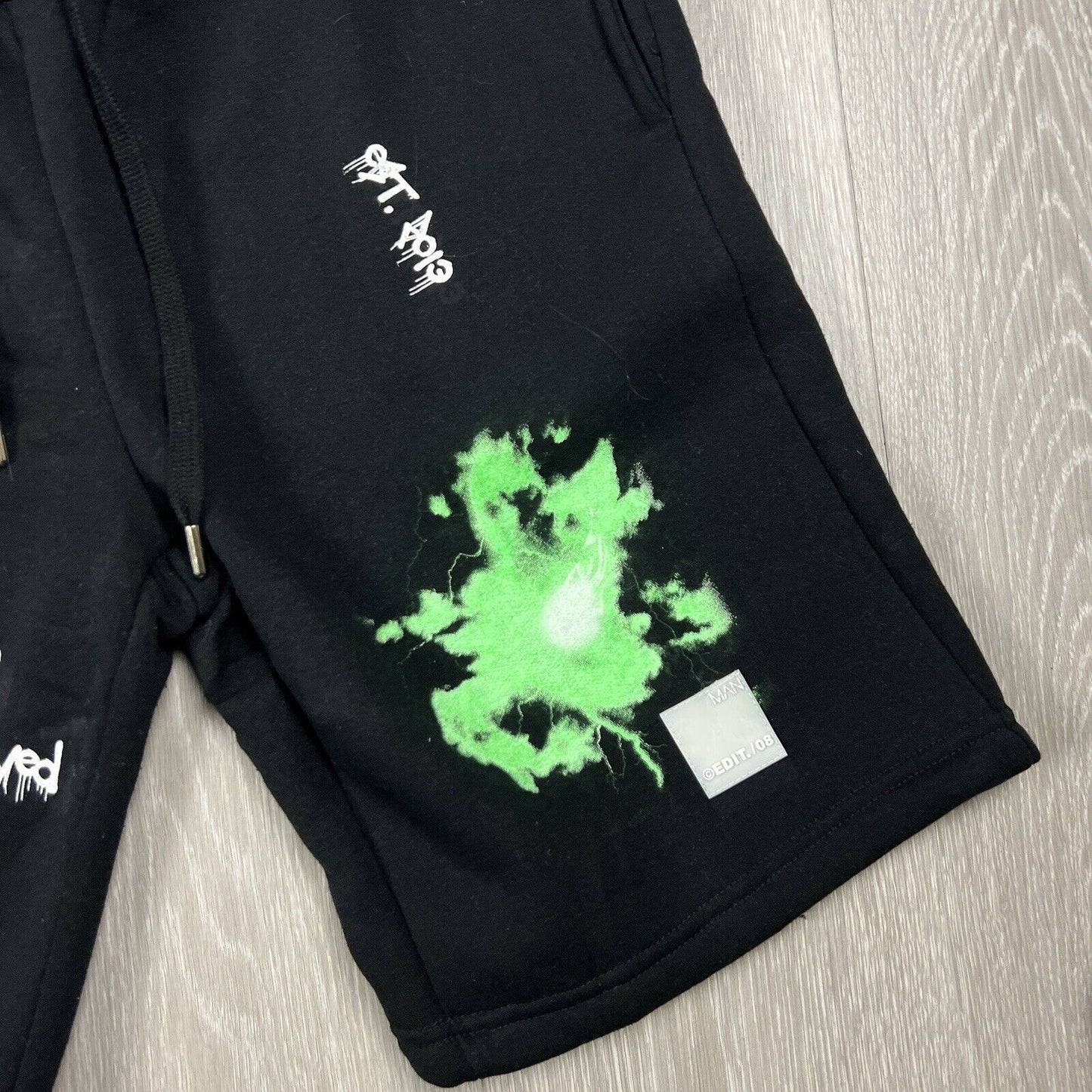 Boohoo Man Black T-Shirt & Sweatshort Set Size M