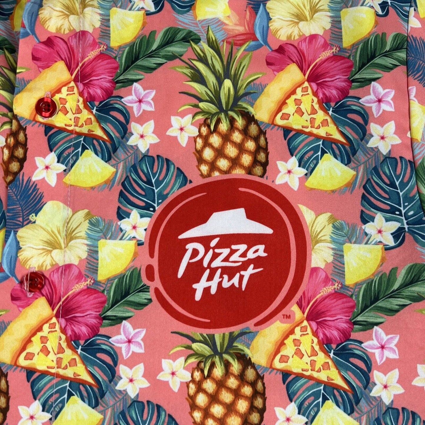 Pizza Hut Short Sleeve Button Up Hawaiian Shirt Size Small