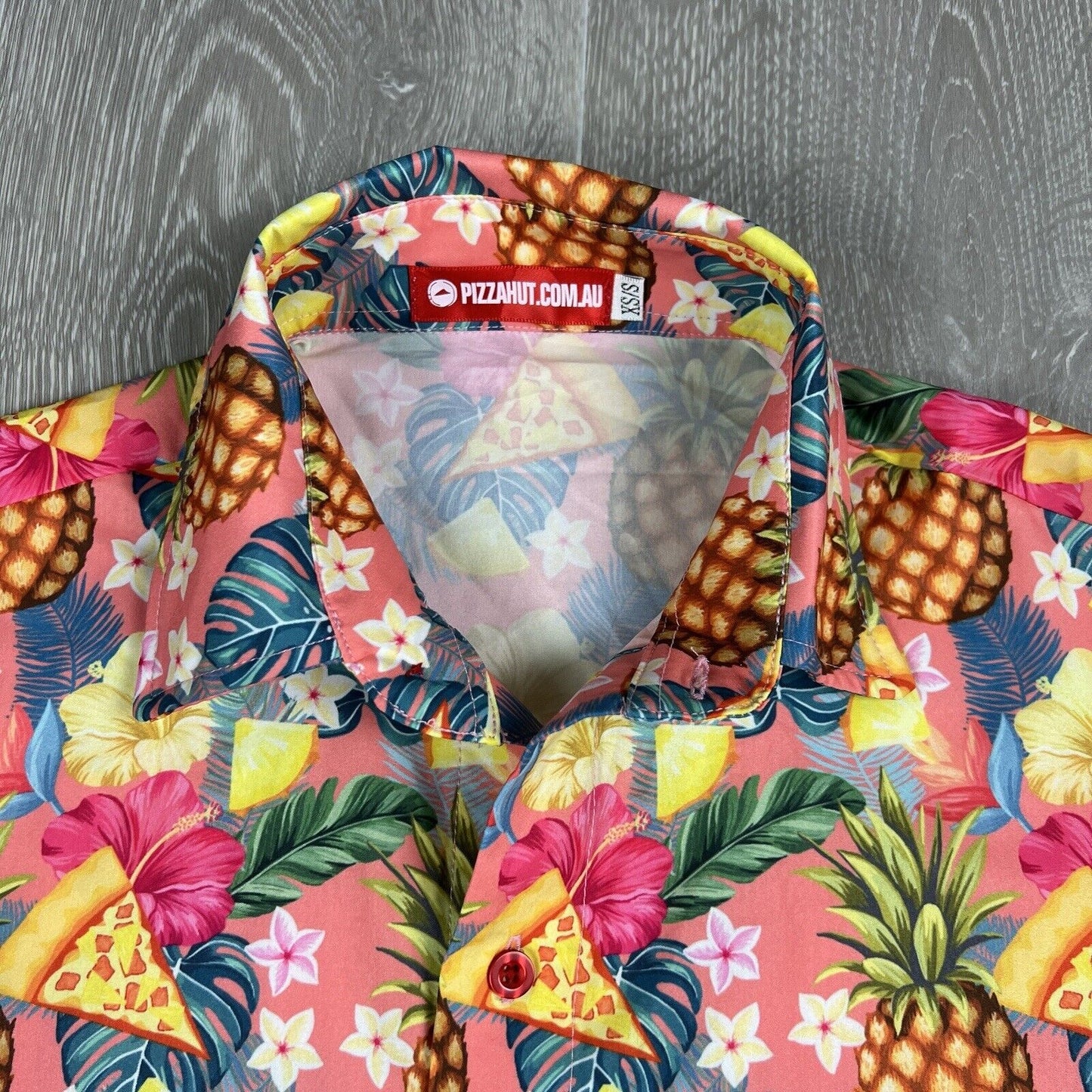Pizza Hut Short Sleeve Button Up Hawaiian Shirt Size Small