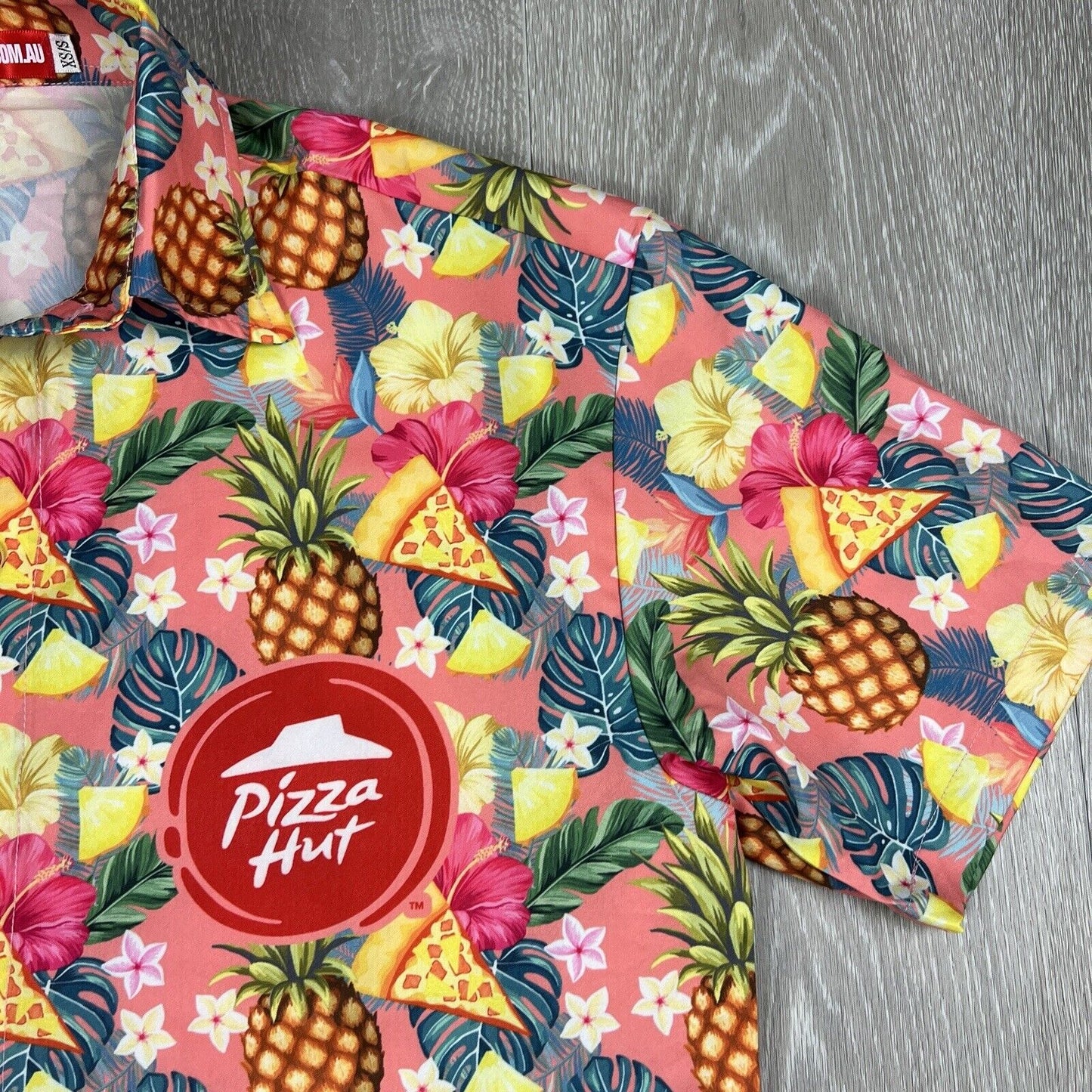 Pizza Hut Short Sleeve Button Up Hawaiian Shirt Size Small