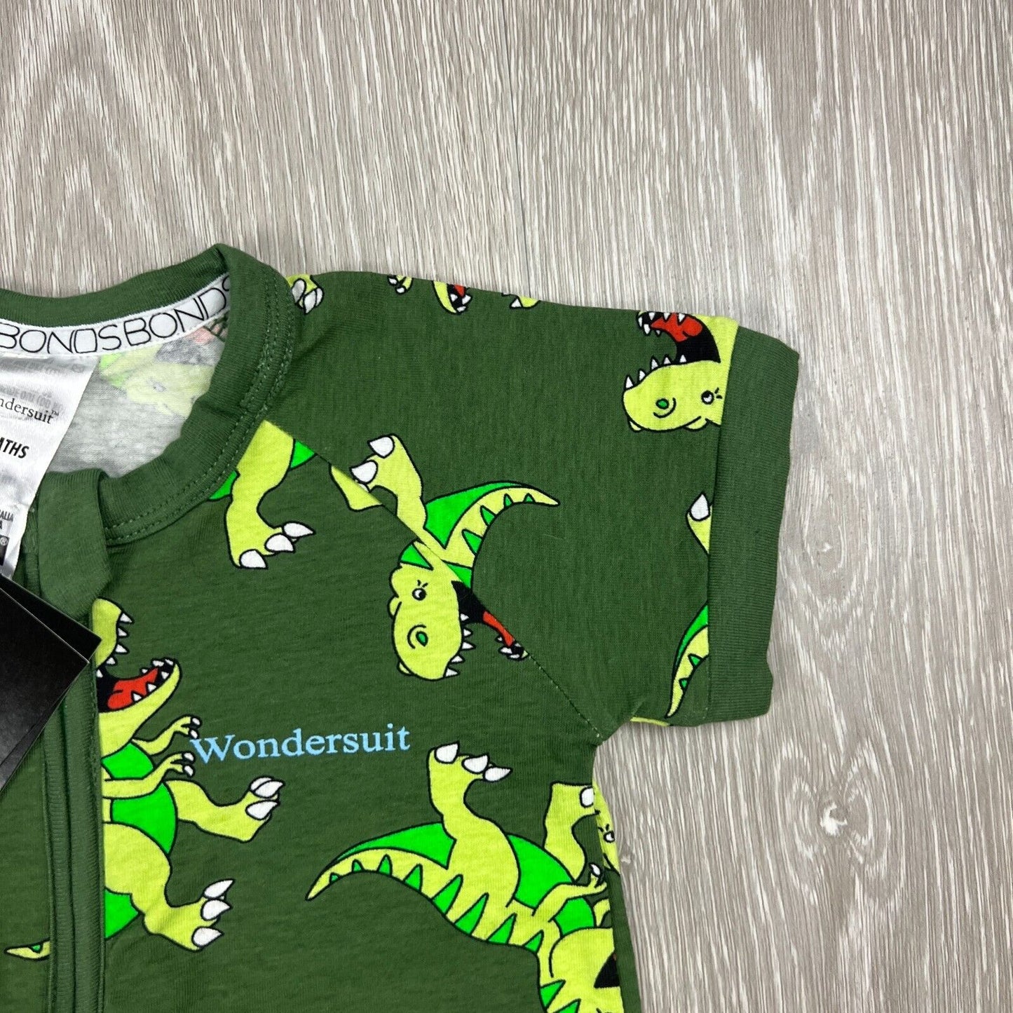 Bonds Wondersuit Zippy Romber Green Dinosaur T-Rex Size 3-6 Months (new)