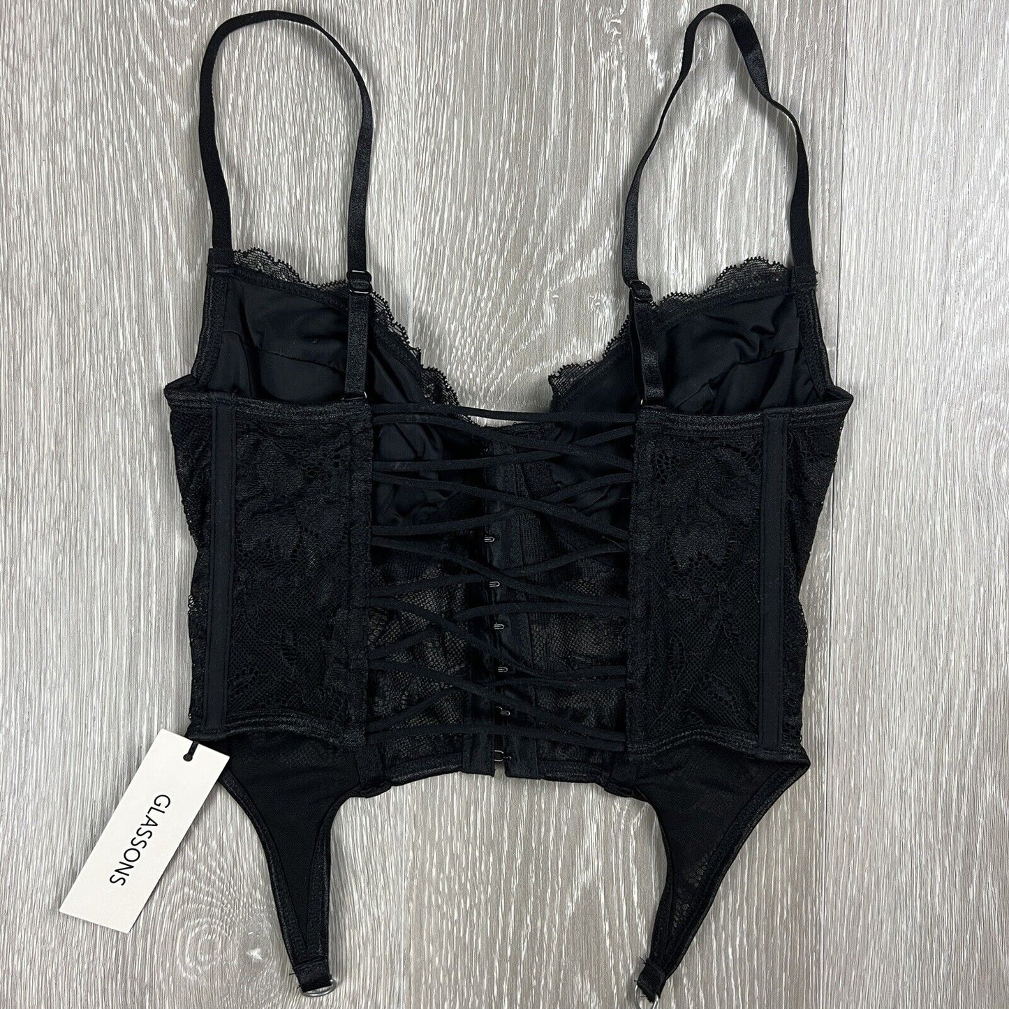 Glassons Womens Black Lacy Top Bustier Size 6 (New)