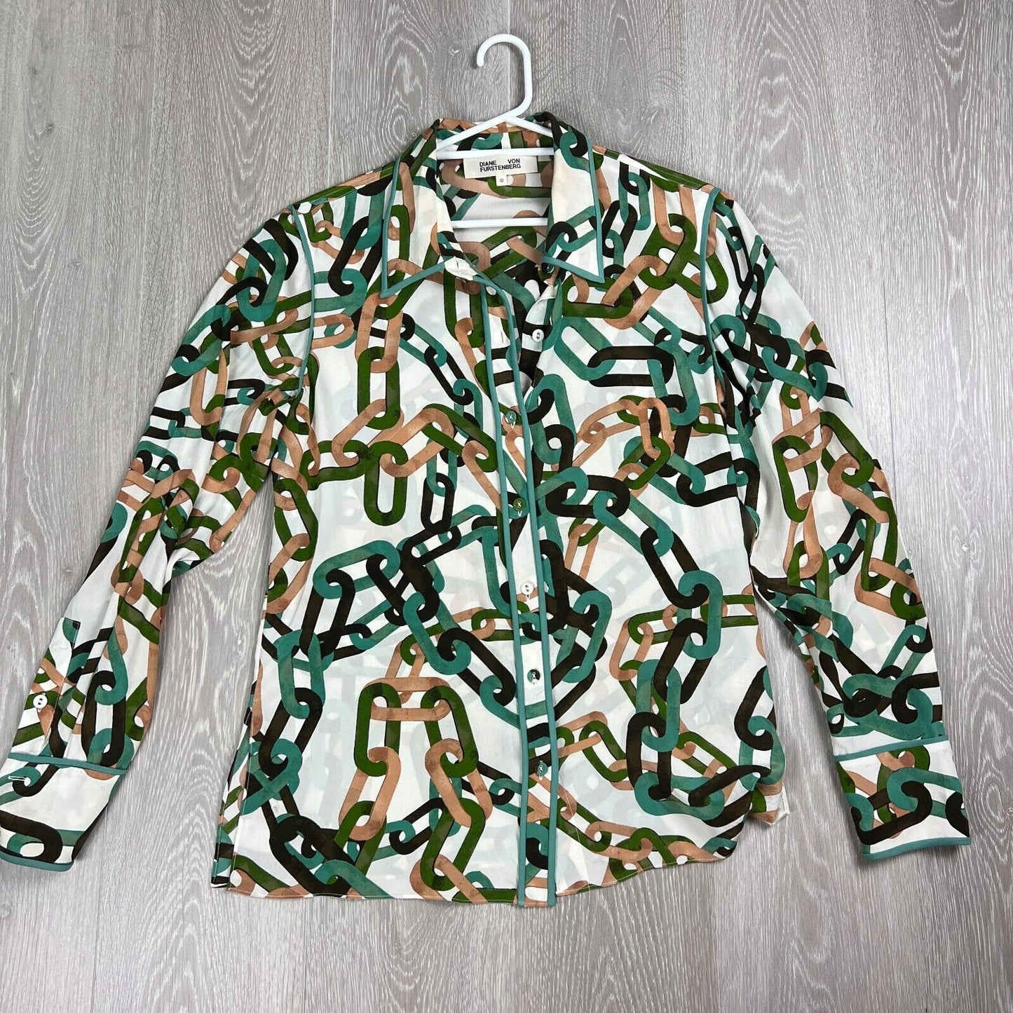 Diane Von Furstenberg Women’s Long Sleeve Blouse Top Size 10