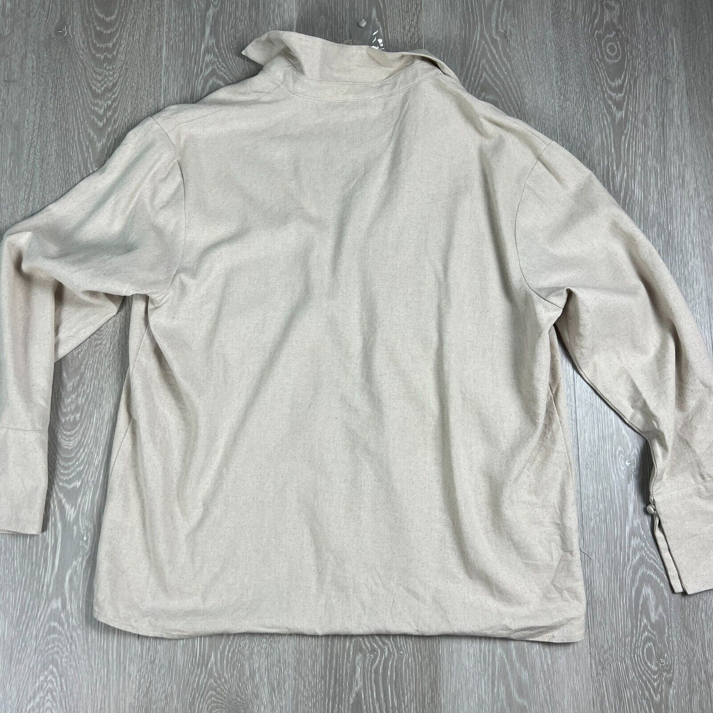 Meshki Womens Tasha Oversized Beige Linen Shirt Size Small (New)