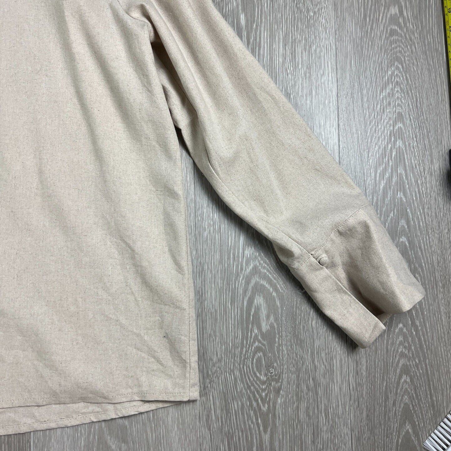 Meshki Womens Tasha Oversized Beige Linen Shirt Size Small (New)