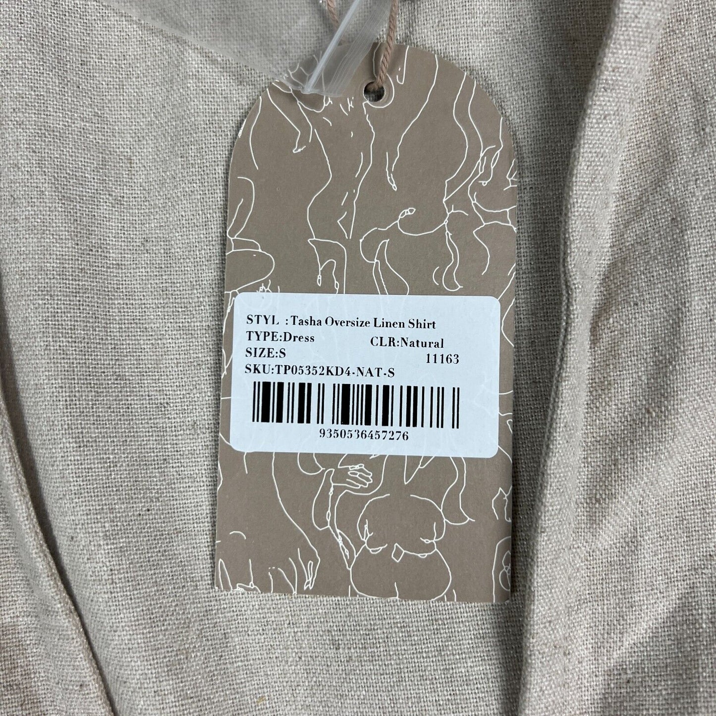 Meshki Womens Tasha Oversized Beige Linen Shirt Size Small (New)