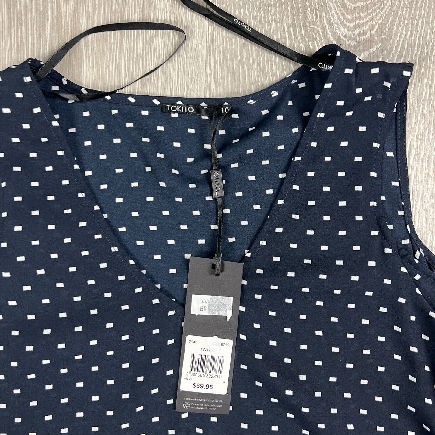 Tokito Womens Navy Long Sleeve Exposed Shoulders Blouse Size 10 (New)
