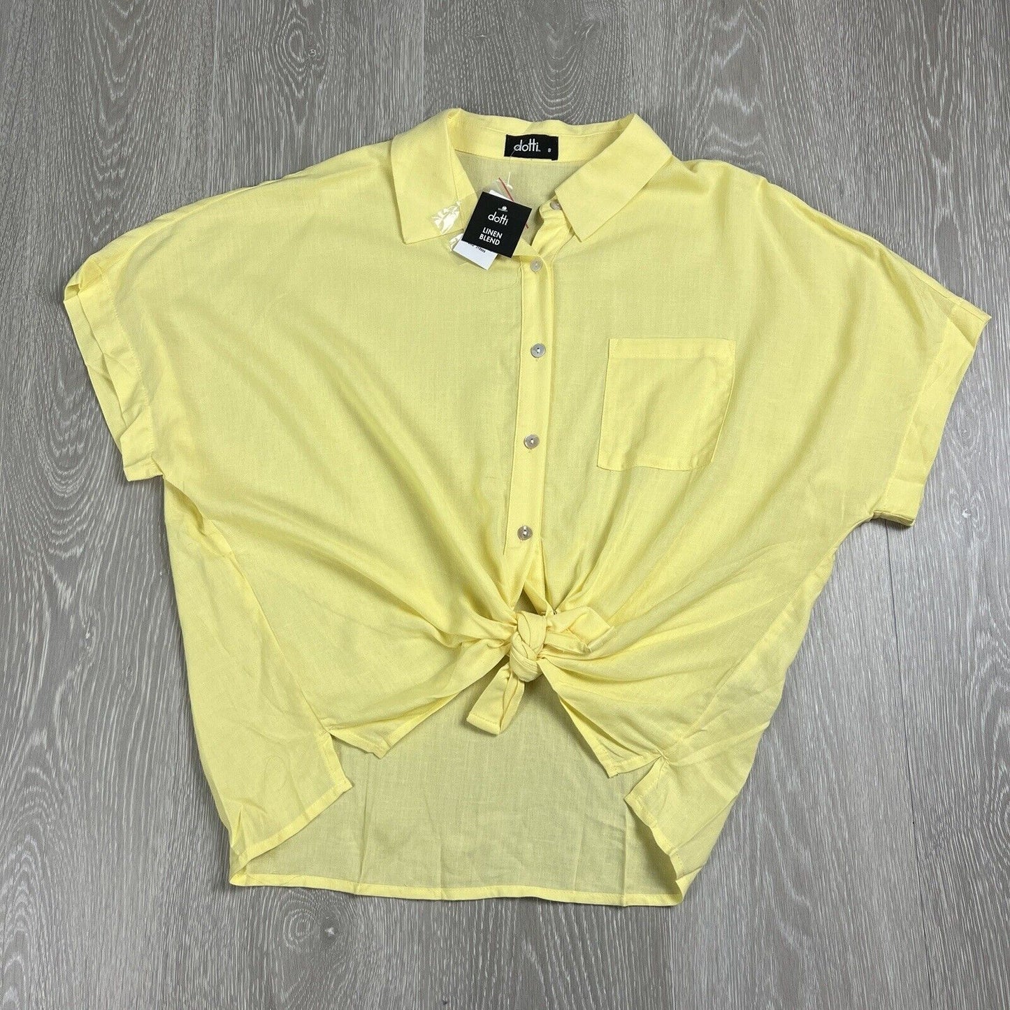 Dotti Womens Yellow Linen Oversized Button Up shirt Size 8 (New)
