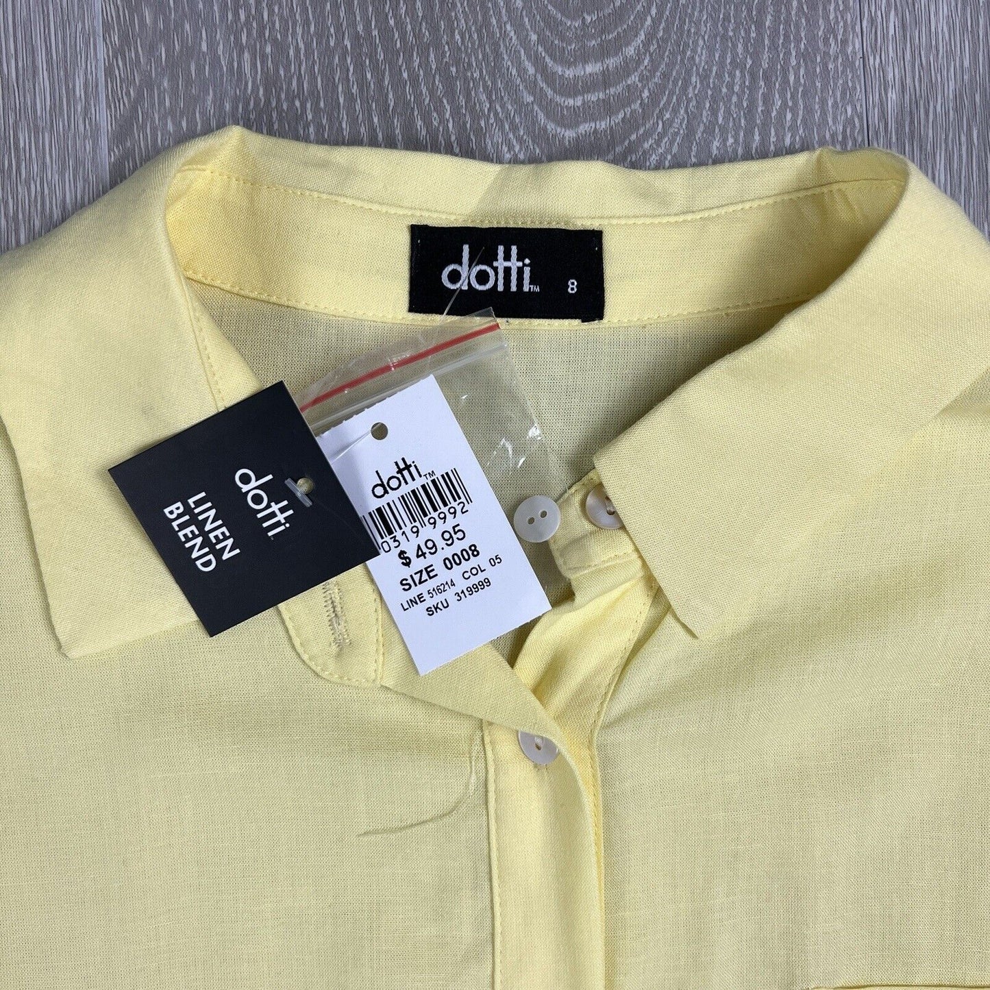 Dotti Womens Yellow Linen Oversized Button Up shirt Size 8 (New)