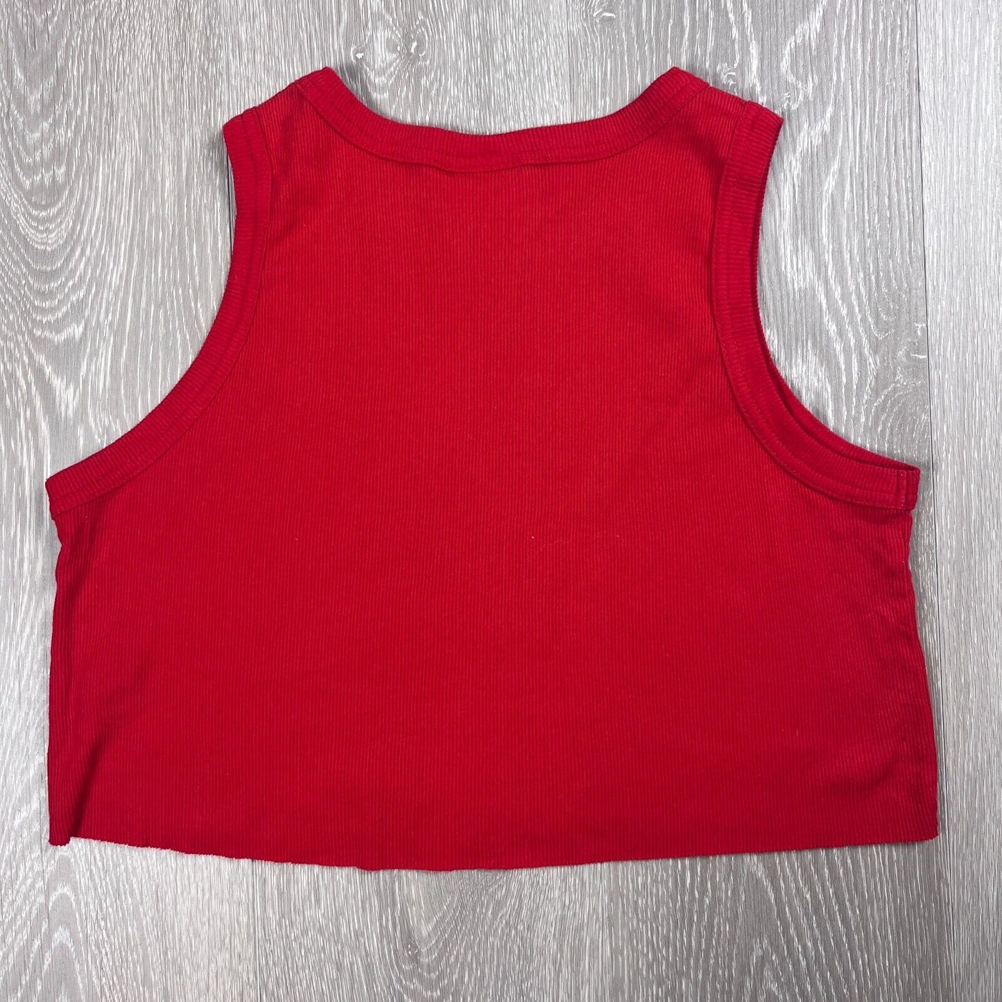 Stussy Womens Red Ribbed Cropped Tank Top Size 10