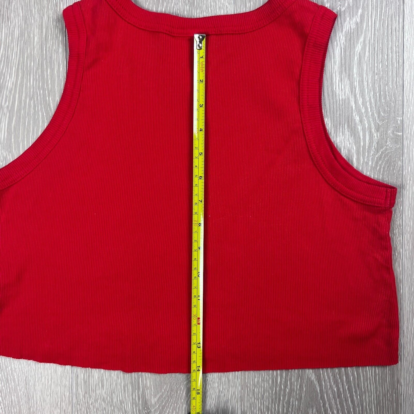 Stussy Womens Red Ribbed Cropped Tank Top Size 10