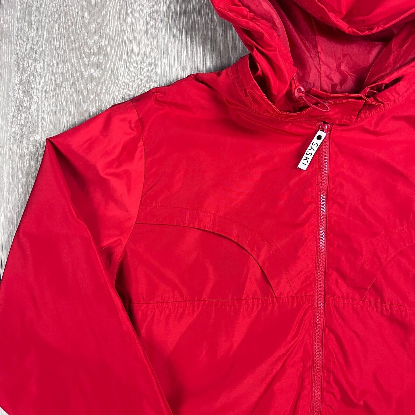 Saski Collection Womens Red Cropped Full Zip Hooded Jacket Size XL