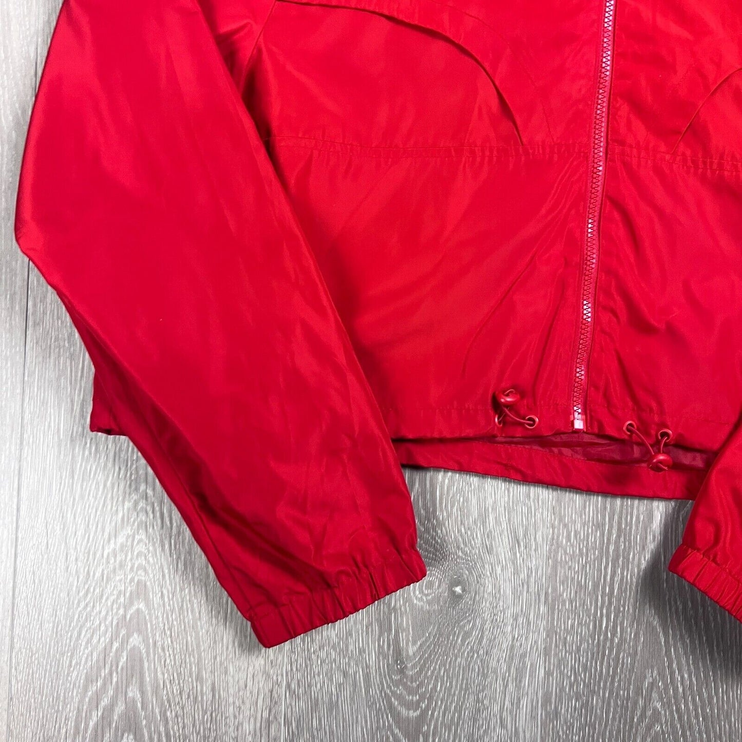 Saski Collection Womens Red Cropped Full Zip Hooded Jacket Size XL