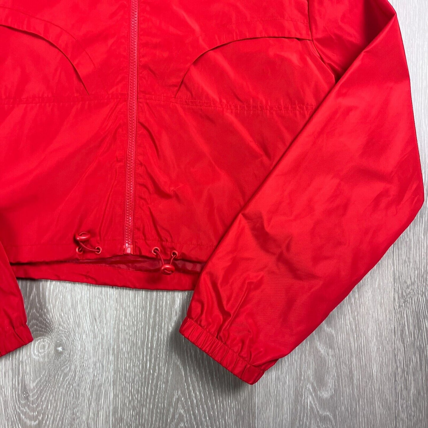 Saski Collection Womens Red Cropped Full Zip Hooded Jacket Size XL