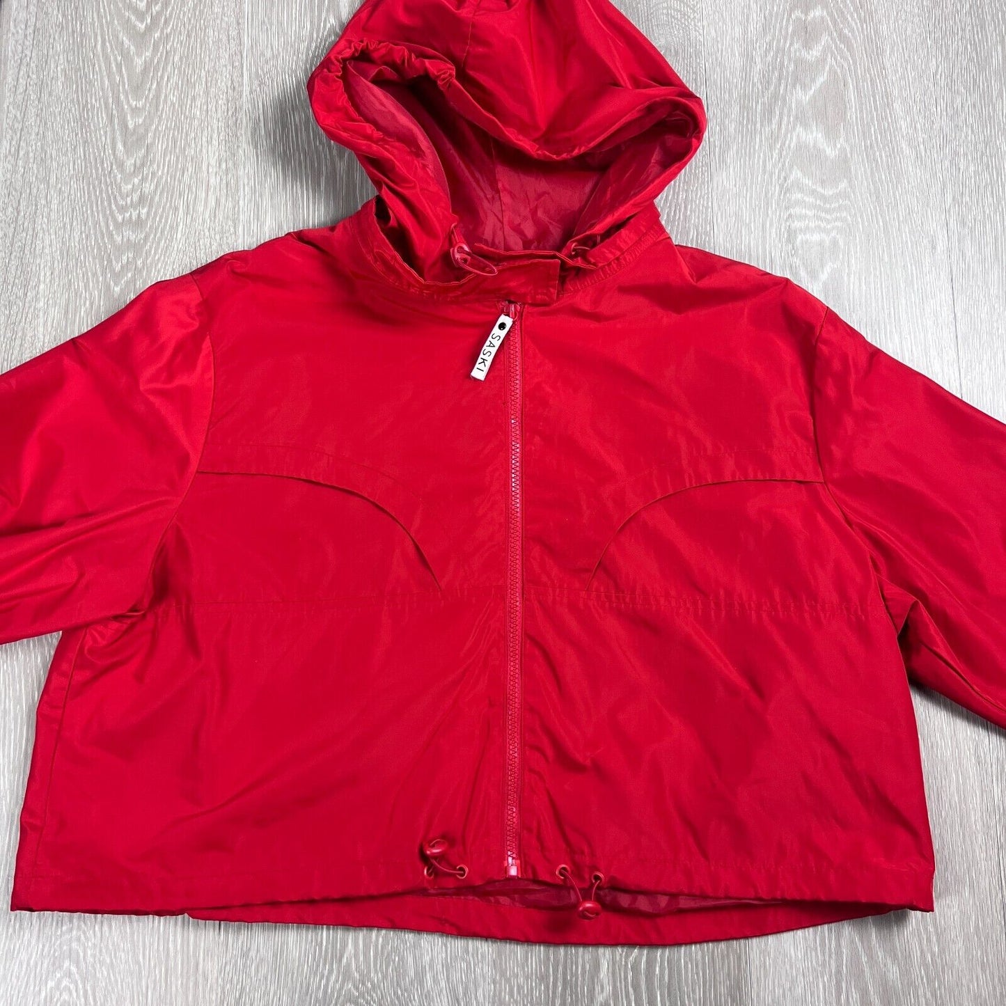 Saski Collection Womens Red Cropped Full Zip Hooded Jacket Size XL