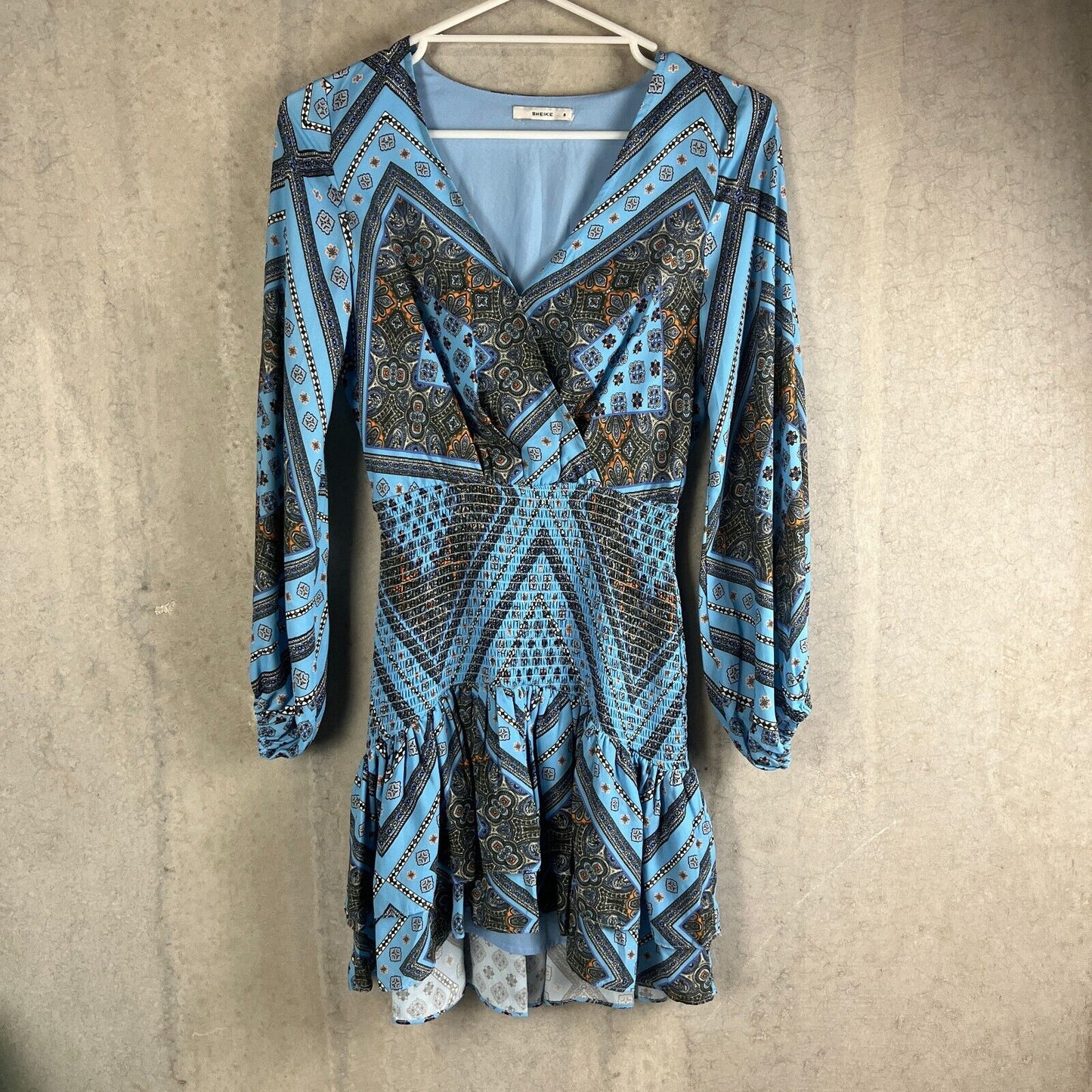 SHEIKE Womens Blue Long Sleeve Dress Size 8