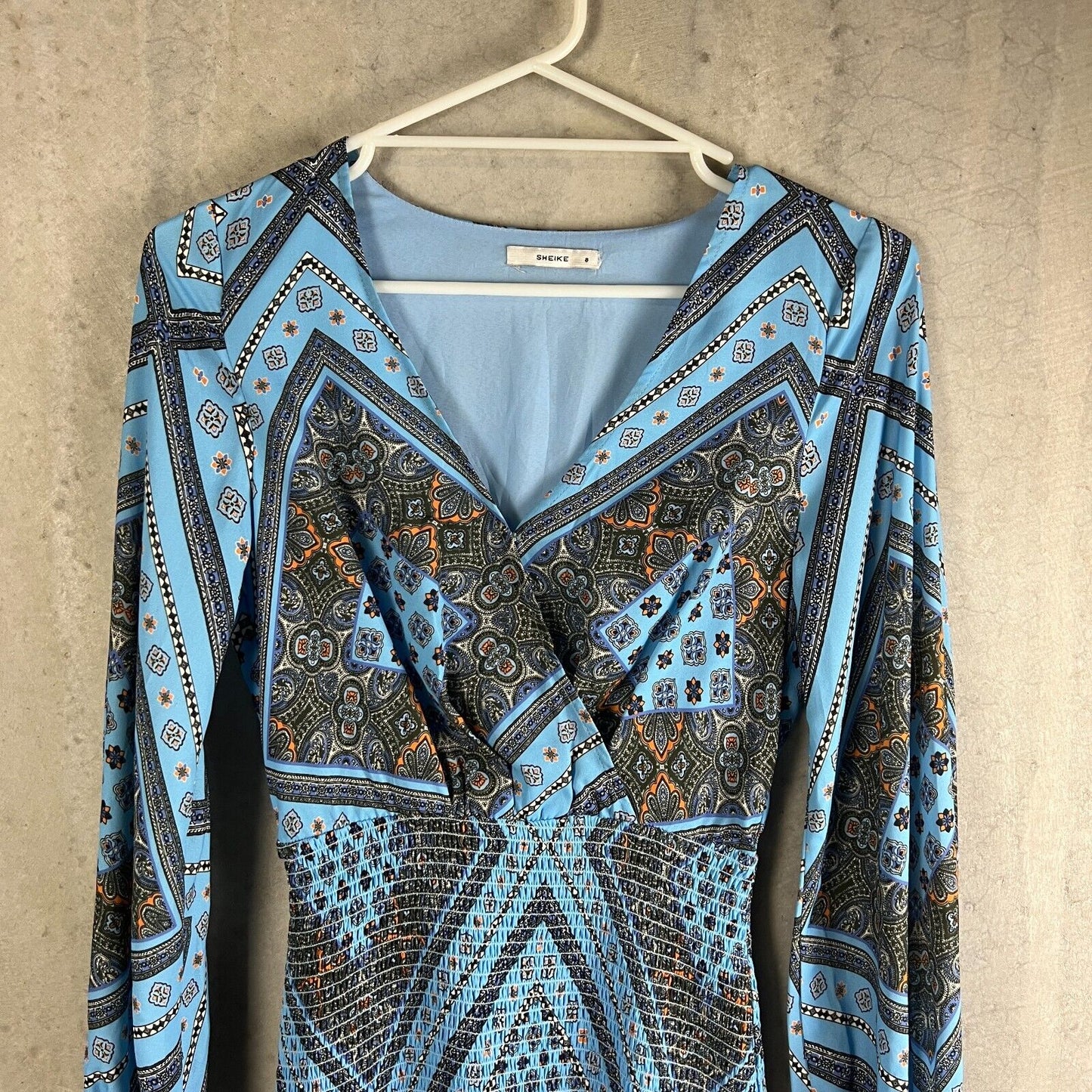 SHEIKE Womens Blue Long Sleeve Dress Size 8