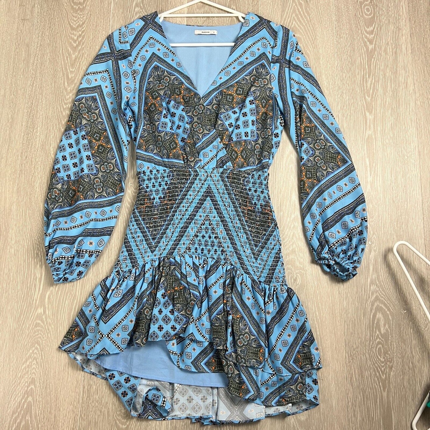 SHEIKE Womens Blue Long Sleeve Dress Size 8