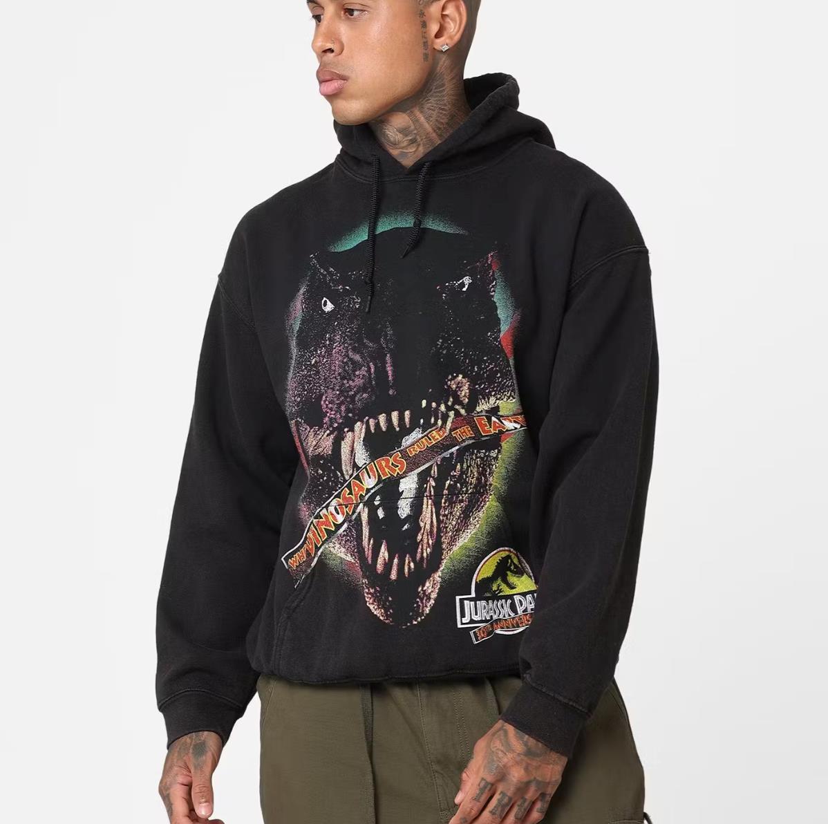 American Thrift X Jurassic Park 30th Anniversary Black Hoodie Size L (New)