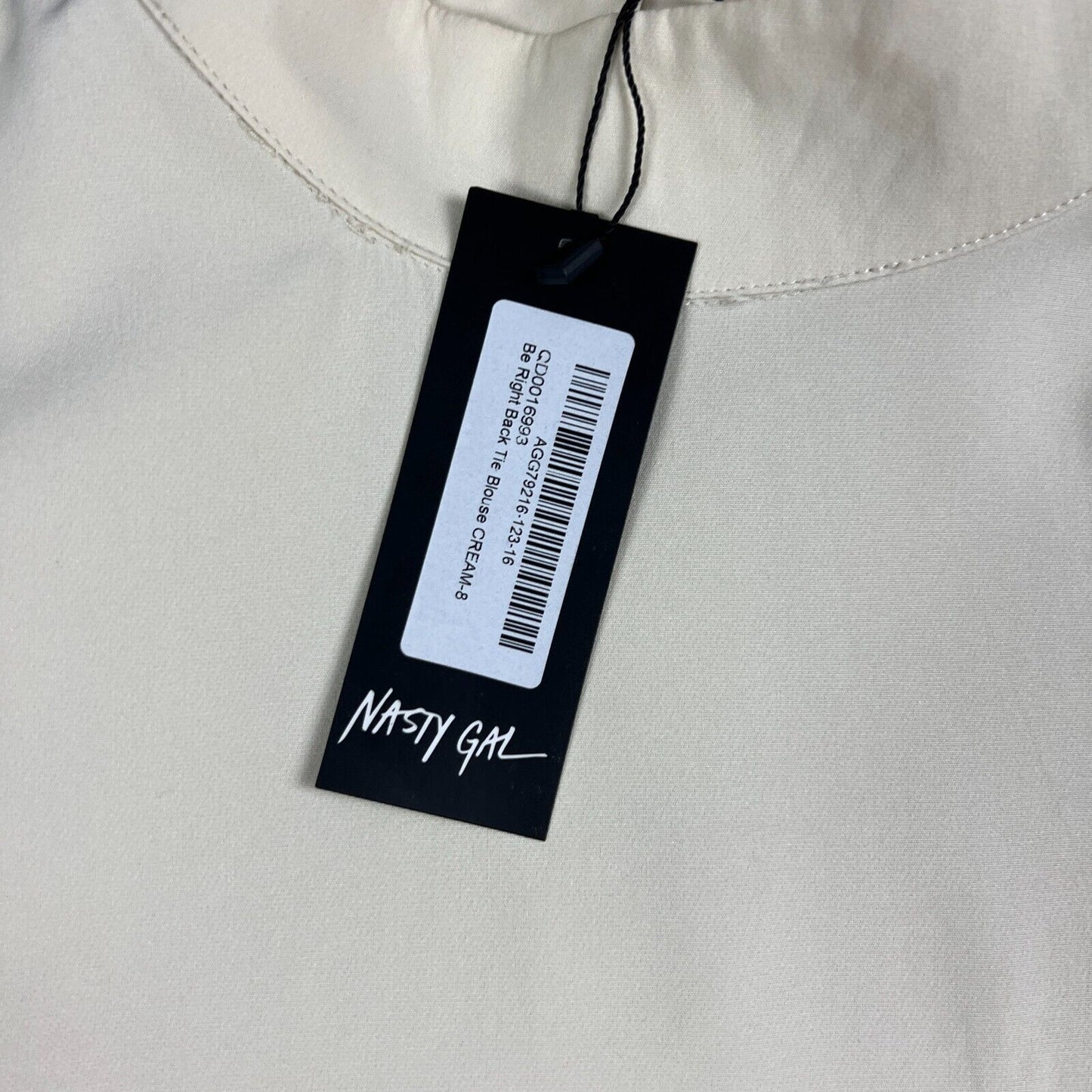 Nasty Gal Puff Sleeve Backless Tie Blouse Cream Size 8 (New)