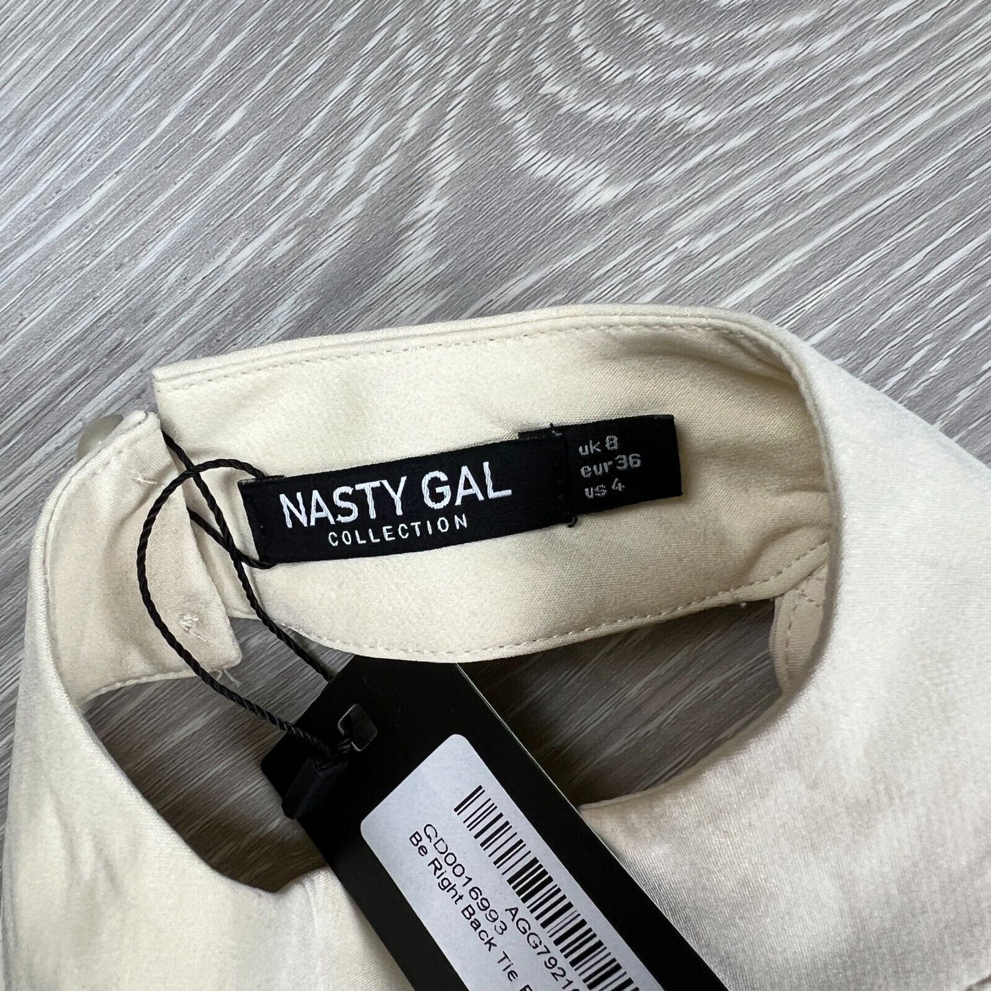 Nasty Gal Puff Sleeve Backless Tie Blouse Cream Size 8 (New)
