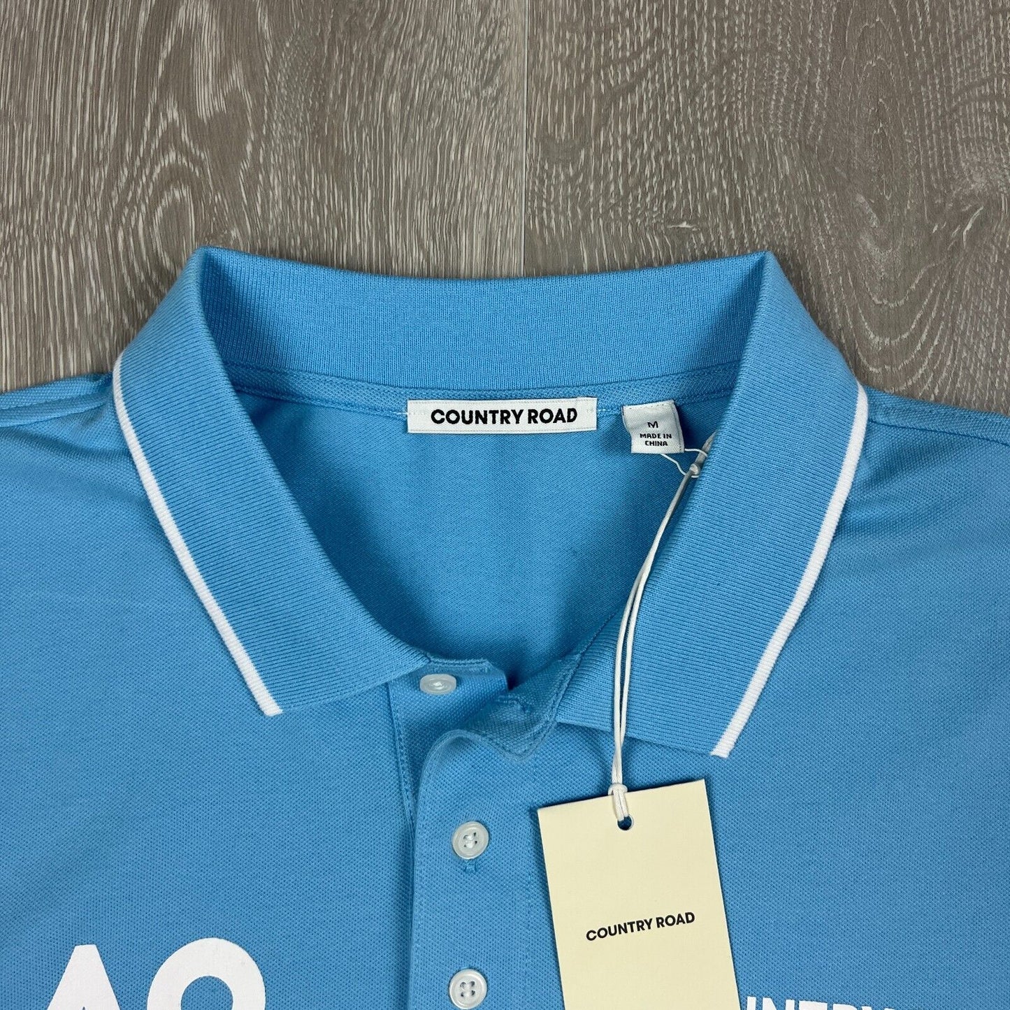 Country Road Australian Open Mens Blue Long Sleeve Polo Shirt Size Medium (New)